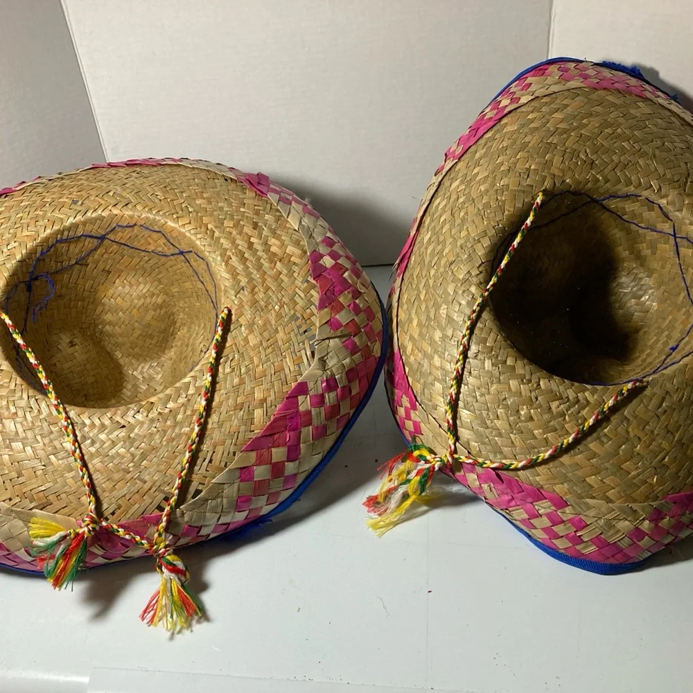2 Sombrero Hats Costume Straw Adults. Used one time at a party
